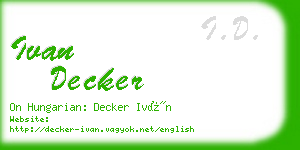 ivan decker business card